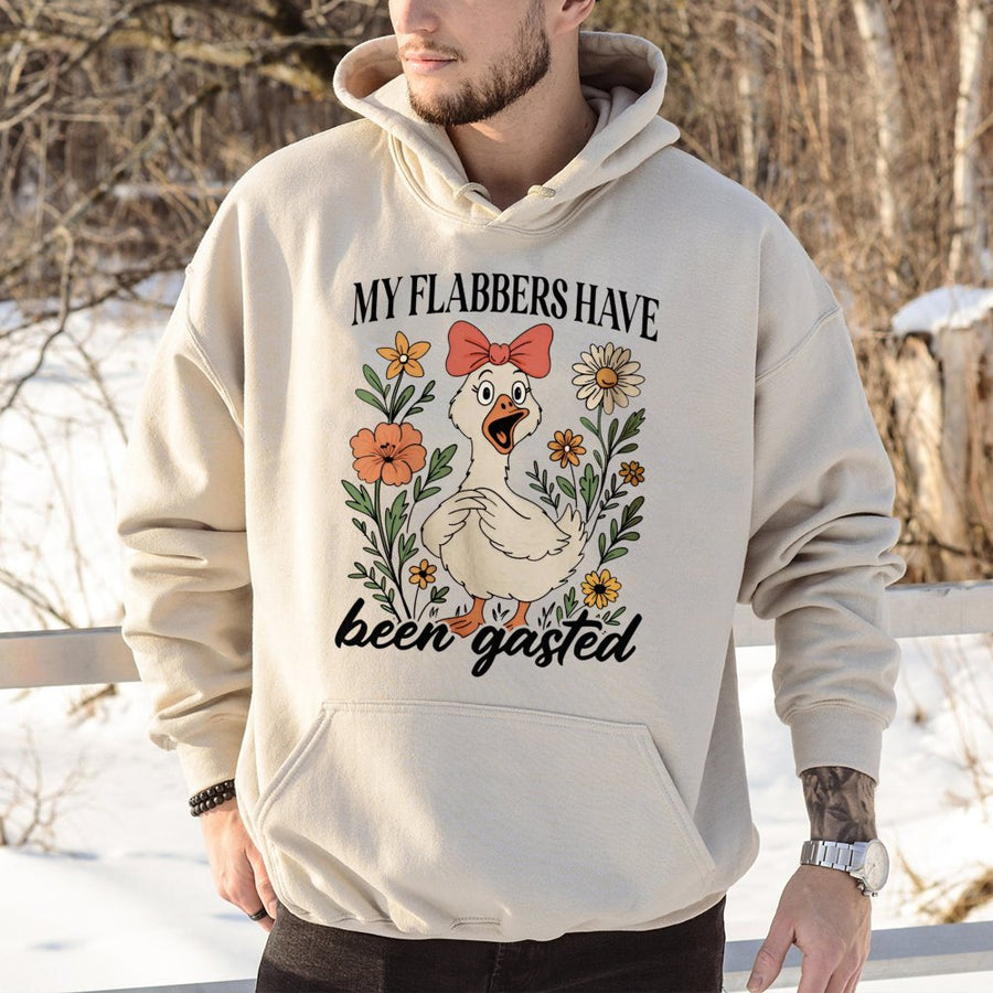 My Flabbers Have Been Gasted Hoodie | Funny Sarcastic Goose Graphic Sweatshirt | Premium Cotton-Blend Comfort | Unique Gag Gift for Animal Lovers