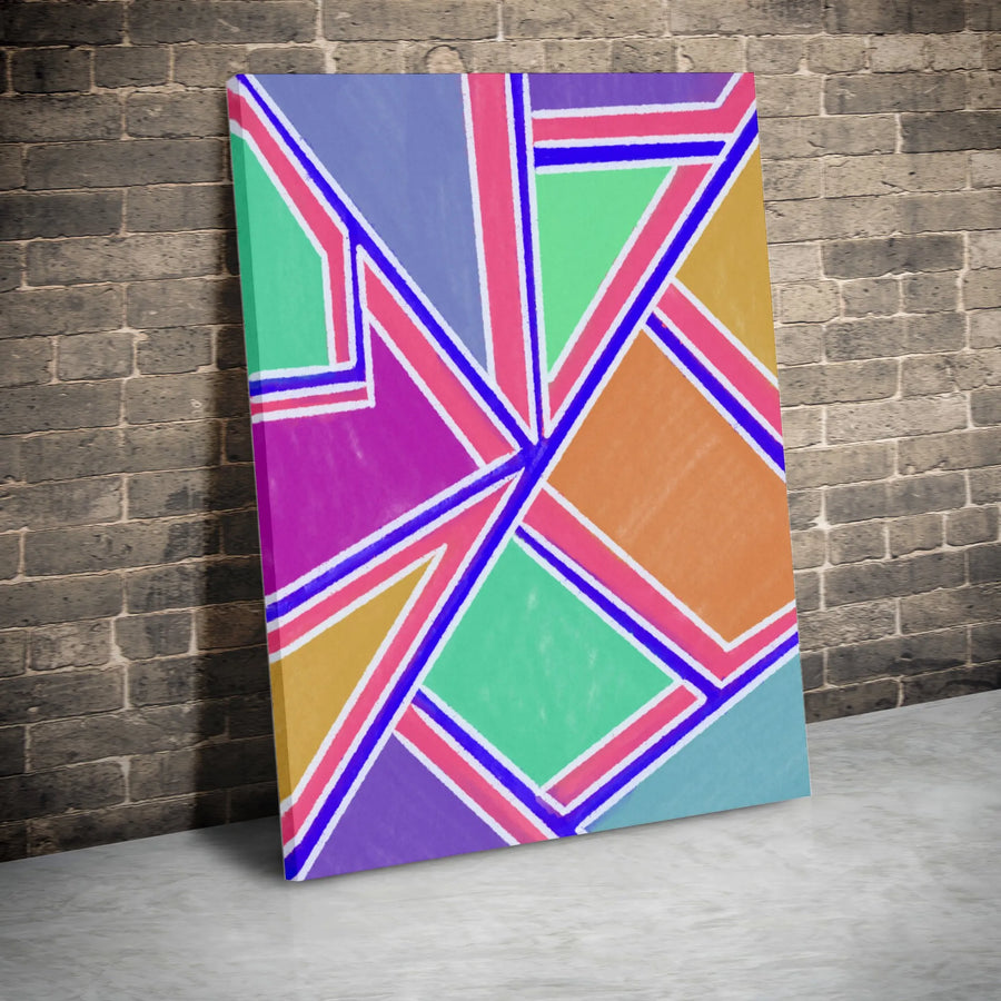 Geometric Abstract Wall Art | Colorful Modern Shapes Canvas Print | Premium Gallery-Wrapped Decor | Vibrant Statement Piece for Home Office