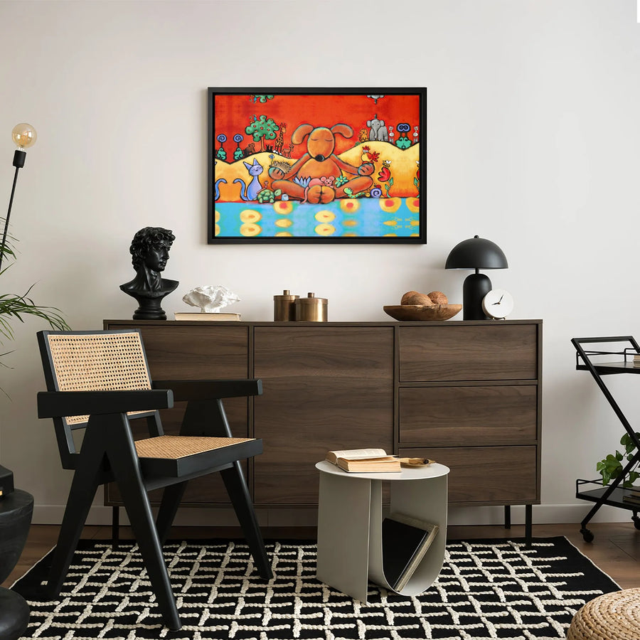 Meditating Dog Canvas Art | Whimsical Colorful Animal Wall Decor | Premium 1.25-Inch Gallery Wrap | Zen Spiritual Gift for Animal Lovers