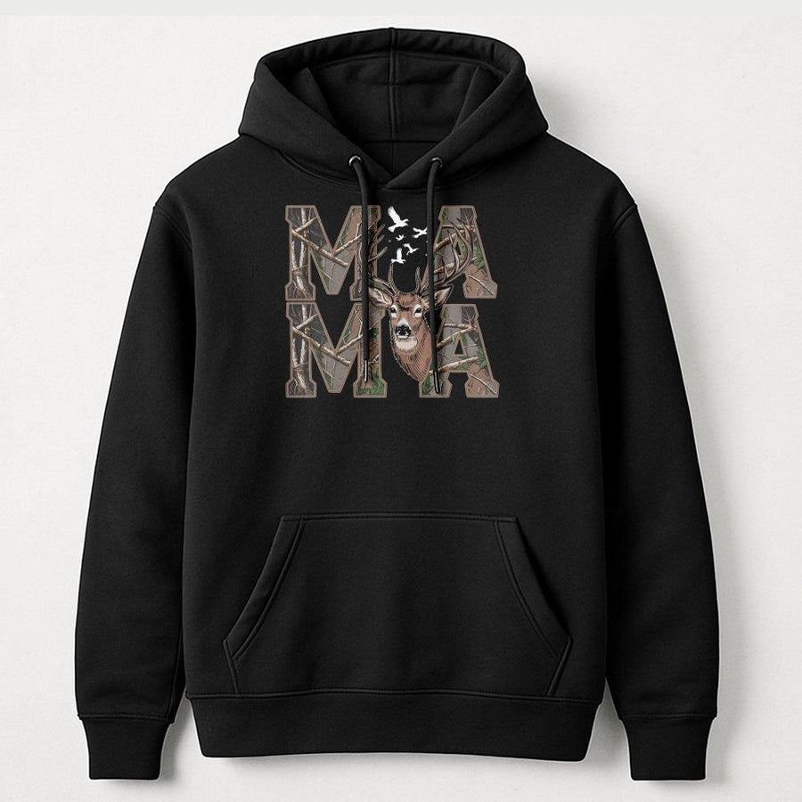 Camo Mama Hoodie | Deer Hunting Graphic Sweatshirt | Premium Cotton Blend | Country Style Gift for Outdoorsy Women