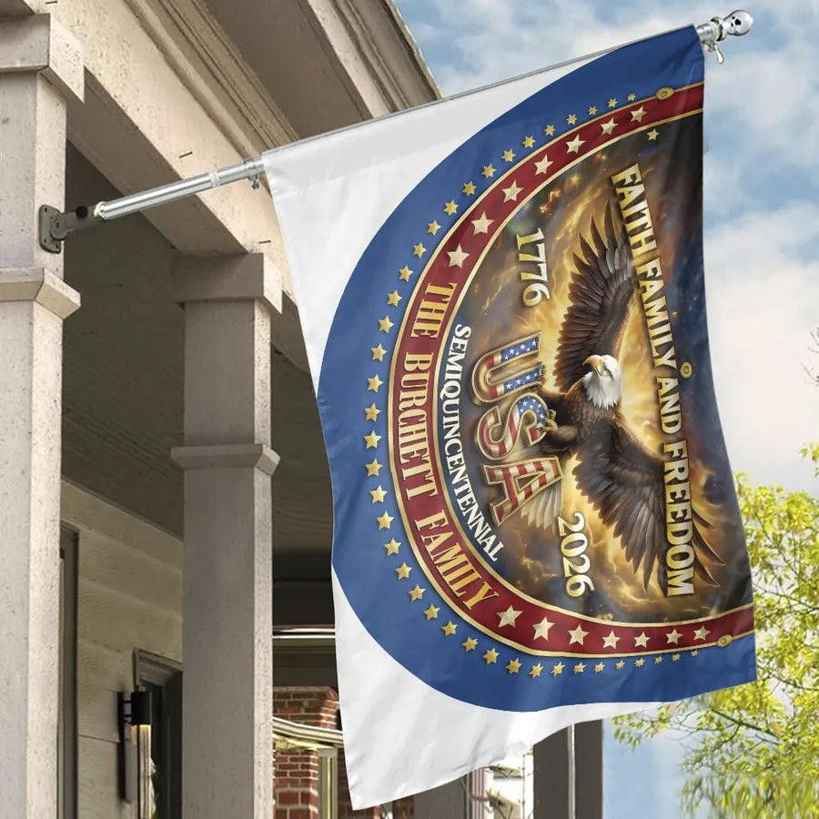 Patriotic Eagle House Flag | USA 250th Semiquincentennial 1776-2026 | Premium Double Sided Polyester | Faith Family Freedom Garden Decor Gift