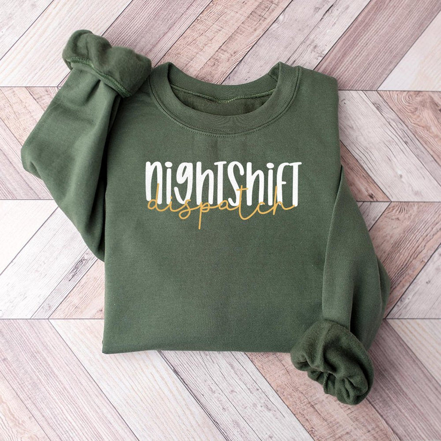 Night Shift Dispatcher Sweatshirt | 911 Emergency Operator Graphic Tee | Premium Cotton Blend Crewneck | Gift for First Responder and Dispatcher