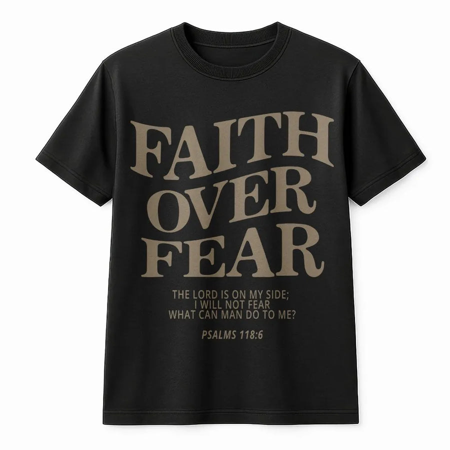 Faith Over Fear T-Shirt | Bible Verse Aesthetic Graphic Tee | Premium 100% Cotton Shirt | Christian Gift for Her, Religious Apparel