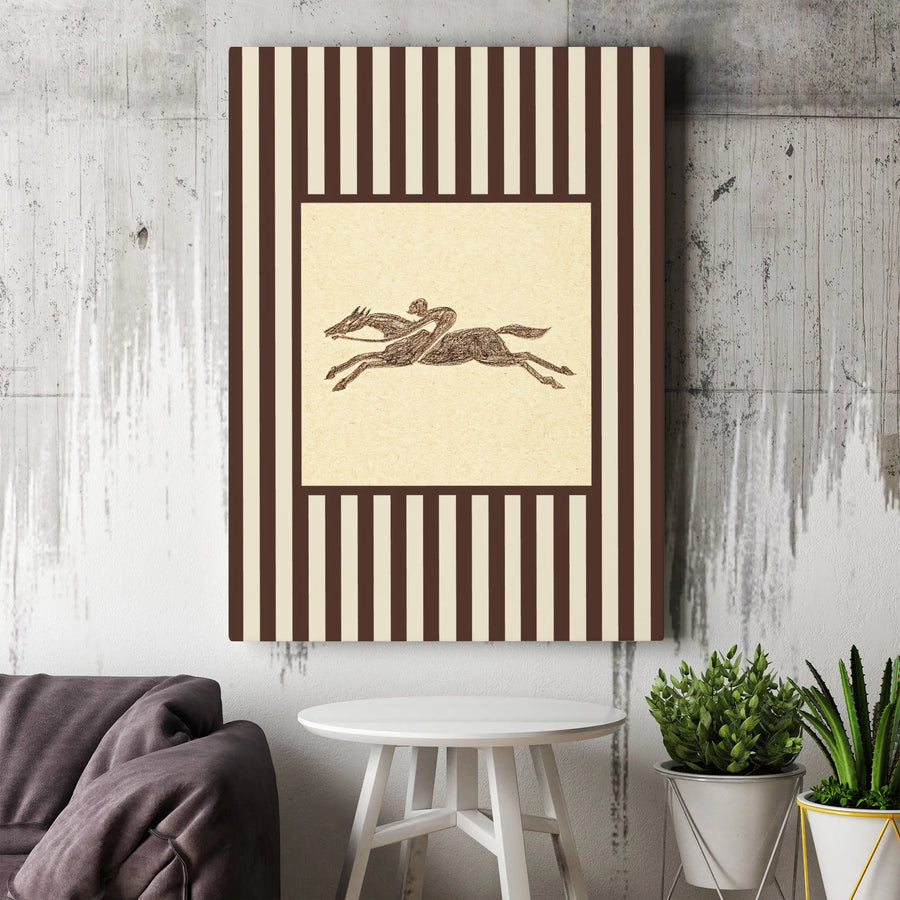 Equestrian Horse Racing Canvas | Vintage Jockey Sketch Wall Art | Premium Gallery-Wrapped Print | Classic Home Decor Gift for Horse Lovers