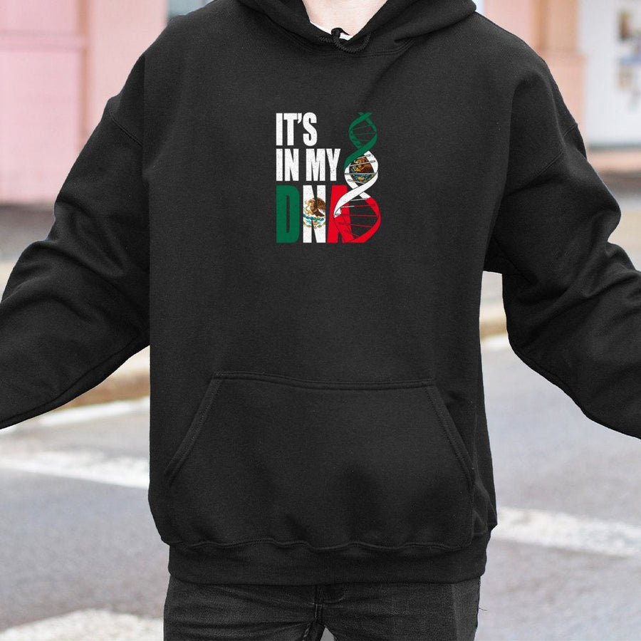 It's In My DNA Hoodie | Mexican Flag Heritage Design | Premium Cotton-Poly Blend | Latino Pride Gift for Men and Women