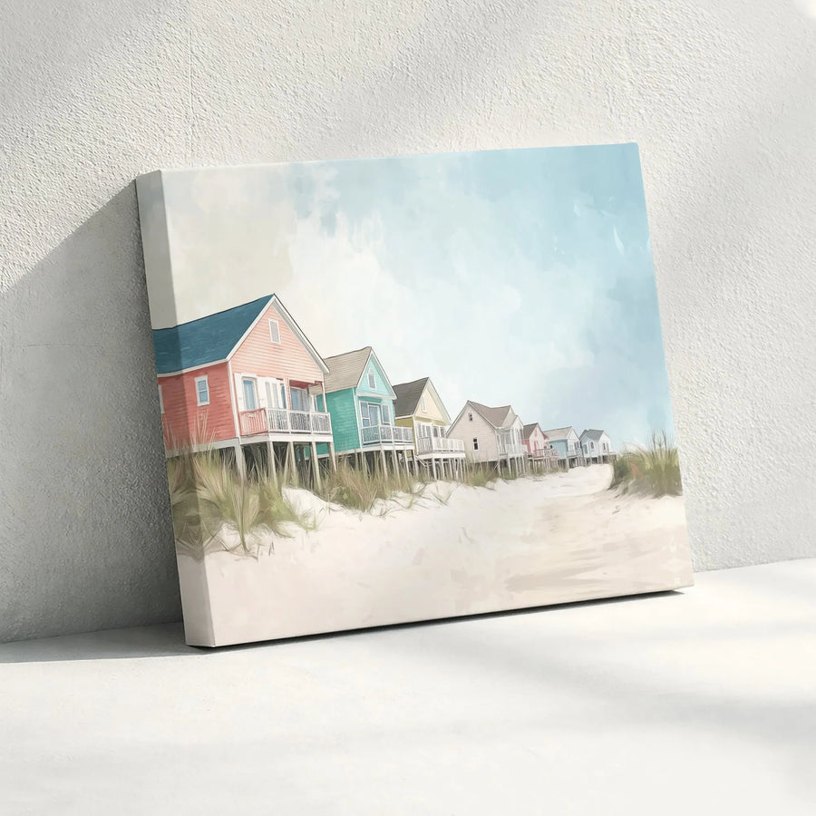Coastal Beach House Canvas Wall Art | Watercolor Seascape Painting | Premium Fade-Resistant Print | Nautical Home Decor Gift
