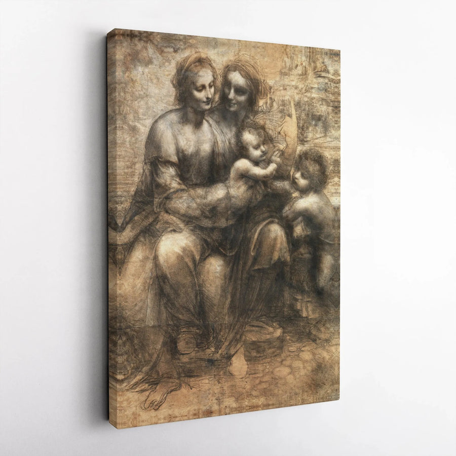 Da Vinci Virgin and Child Canvas Print | Vintage Renaissance Sketch Reproduction | Premium Gallery Wall Art | Christian Home Decor Collector Gift