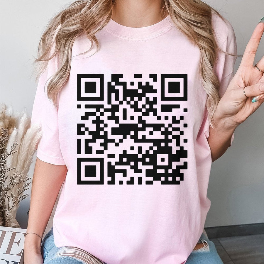 Funny QR Code T-Shirt | Hidden Message Graphic Tee | Premium 100% Cotton | Quirky Gift for Tech Lovers and Pranksters