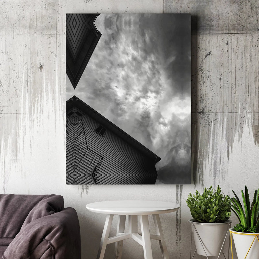 Abstract Architectural Canvas Print | Black and White Geometric Building Photography | 1.25 Inch Premium Gallery Wrap | Modern Home Decor Wall Art