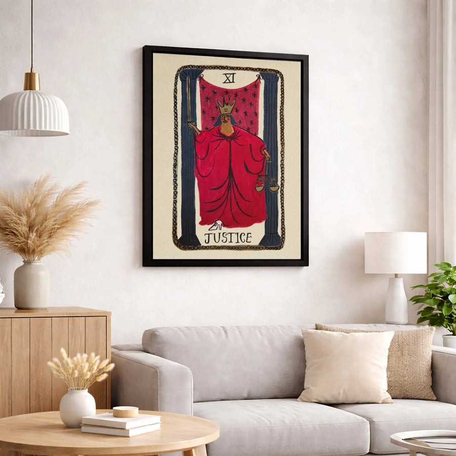 Justice Tarot Card Wall Art | Major Arcana XI Illustration | Premium Gallery Wrapped Canvas | Esoteric Home Decor Gift