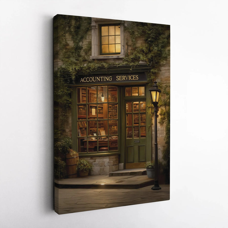 Accounting Office Canvas Wall Art | Vintage Storefront Painting Print | Premium Thick Framed Decor | Unique Gift for Accountant or CPA