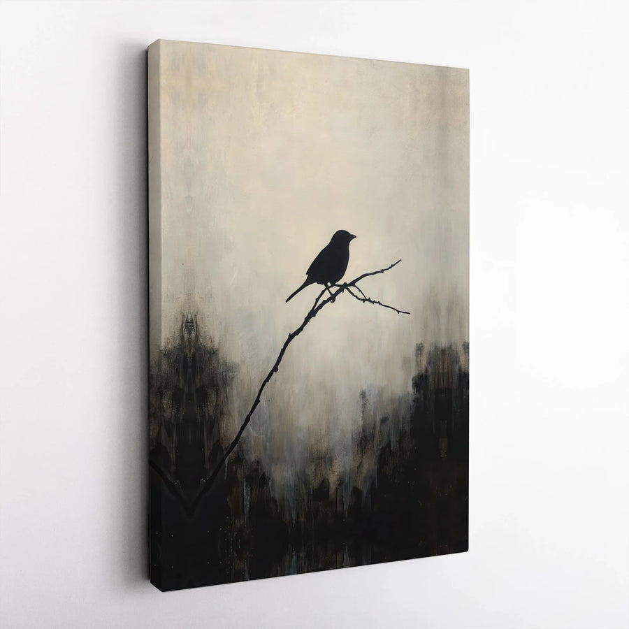Black Bird Silhouette Wall Art | Moody Abstract Nature Canvas Print | Gallery-Quality 1.25 inch Wrap | Minimalist Home Decor Gift