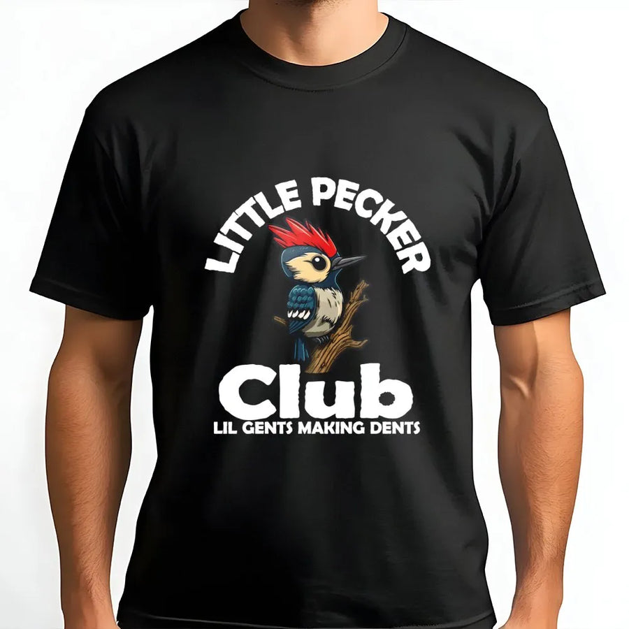 Little Pecker Club T-Shirt | Funny Woodpecker Nature Gift | Premium Soft Cotton Graphic Tee | Humorous Pun Apparel for Men and Women