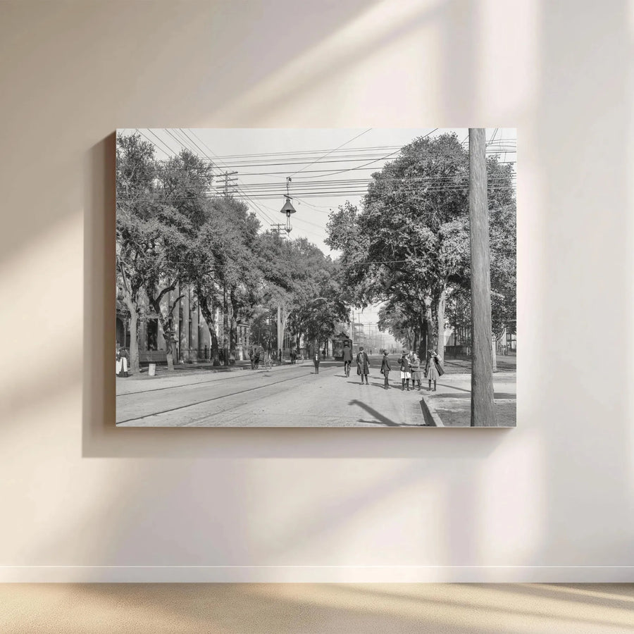 Historic American Street Scene Canvas | Early 20th Century Black and White Photo | Premium Gallery-Quality Print | Collector's Gift for History Buffs