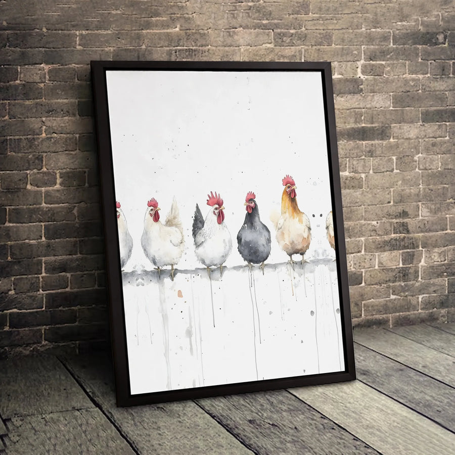 Watercolor Chicken Wall Art | Farmhouse Animal Canvas Print | Premium Gallery-Wrapped 1.25" Profile | Rustic Kitchen & Country Home Decor Gift