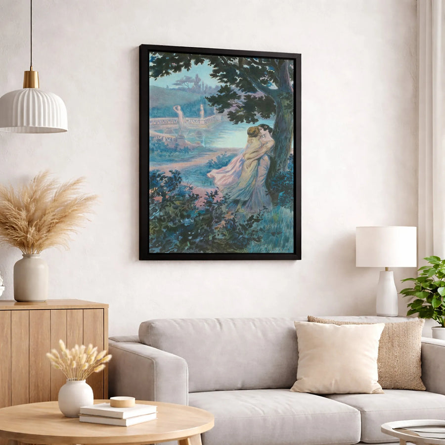 Georges Rochegrosse The Kiss Art Print | Romantic Impressionist Painting | Gallery Quality Wrapped Canvas | Fine Art Home Decor Gift