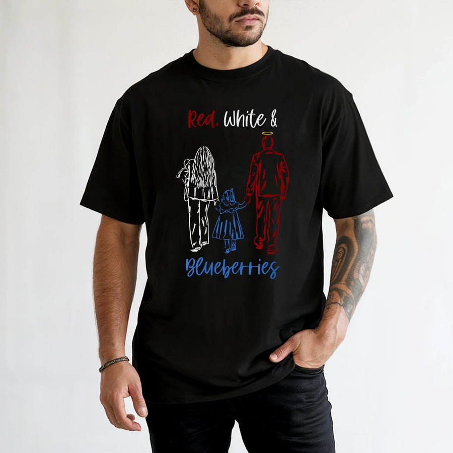 Red White And Blueberries T-Shirt | Patriotic Family Sketch Design | Premium 100% Cotton | Memorial Day Gift For Parents