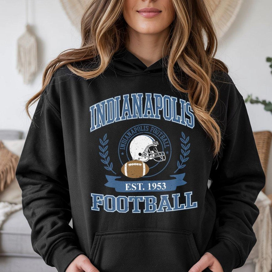 Indianapolis Football Hoodie | Vintage Retro Athletic Logo | Premium Cotton Blend | Unisex Game Day Apparel Gift for Fan