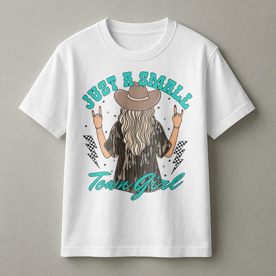 Small Town Girl Graphic T-Shirt | Retro Cowgirl Western Aesthetic | Premium Soft Cotton | Country Music Lover Gift for Her