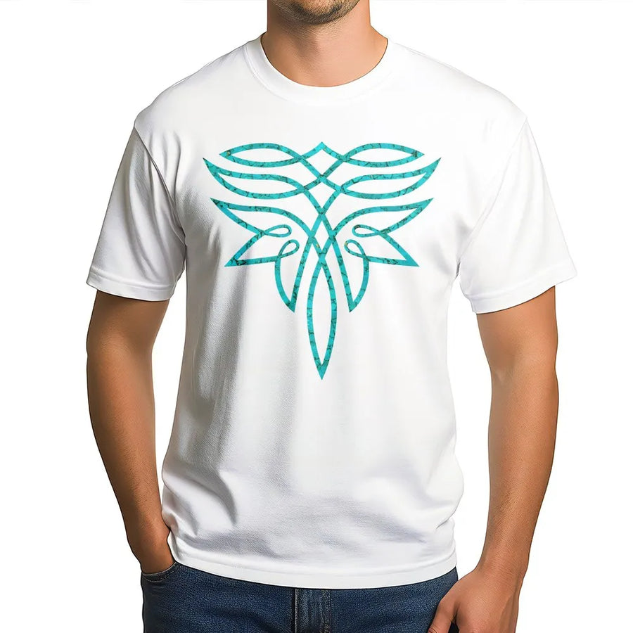 Western Boot Stitch T-Shirt | Turquoise Geometric Embroidery Pattern | Premium Soft Cotton | Stylish Cowgirl Apparel Gift for Her