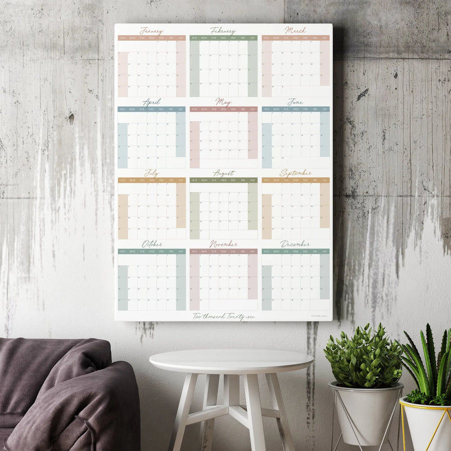 2026 Yearly Calendar Canvas Print | Minimalist Aesthetic Wall Art | Premium Gallery-Quality Canvas | Modern Home & Office Decor Gift