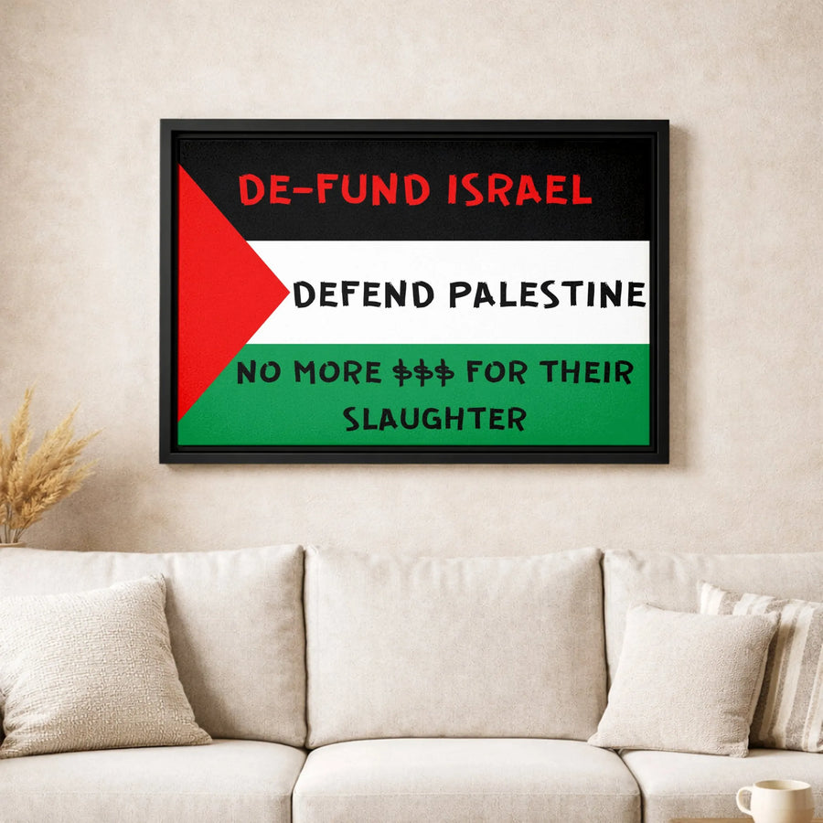Free Palestine Flag Canvas Wall Art | Defend Palestine Poster | Premium Gallery Wrap Print | Activist Home Decor Gift