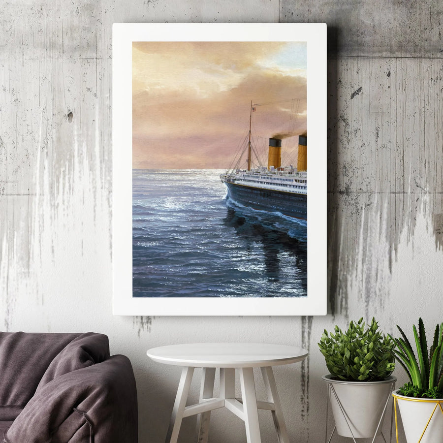 RMS Titanic Wall Art | Vintage Nautical Ocean Liner Painting | Premium Gallery Wrapped Canvas | Maritime History Gift for Collector