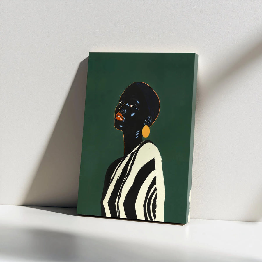 Black Woman Canvas Print | Modern Portrait Art with Bold Colors | Premium Thick Gallery Canvas | Afrocentric Home Decor Gift
