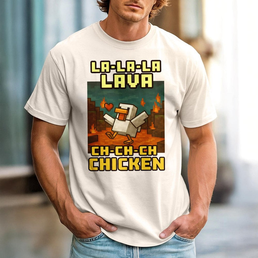 Lava Chicken Graphic T-Shirt | Retro Pixel Art Gaming Design | 100% Cotton Premium Tee | Funny Gamer Gift For Boys Girls And Adults