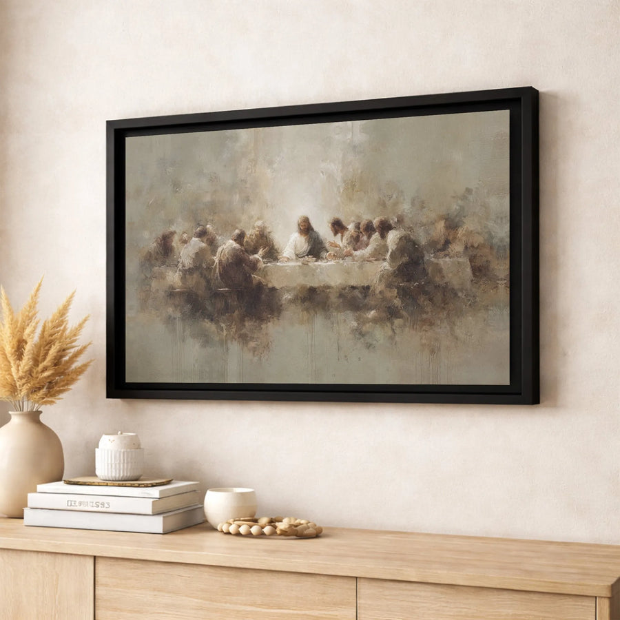 The Last Supper Canvas Wall Art | Impressionist Jesus & Apostles Painting | Premium Gallery Wrap Print | Religious Home Decor Gift