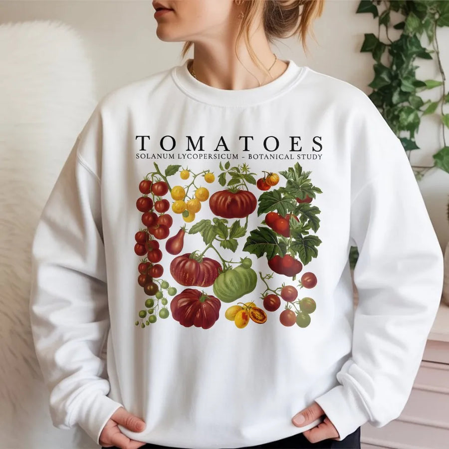 Tomato Botanical Sweatshirt | Vintage Garden Illustration Pullover | Soft Cotton Blend | Cottagecore Gardener Gift for Plant Lovers
