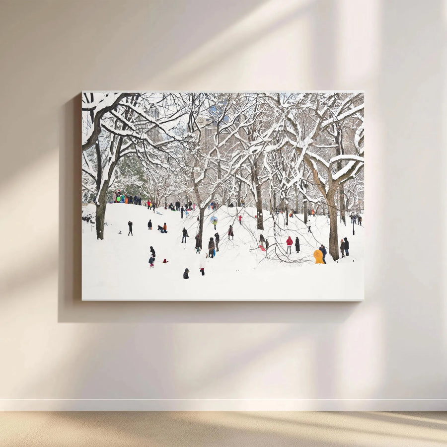 Winter in Central Park Canvas Wall Art | Snowy New York City Photography | Premium Gallery Wrapped Canvas | Living Room Decor Gift
