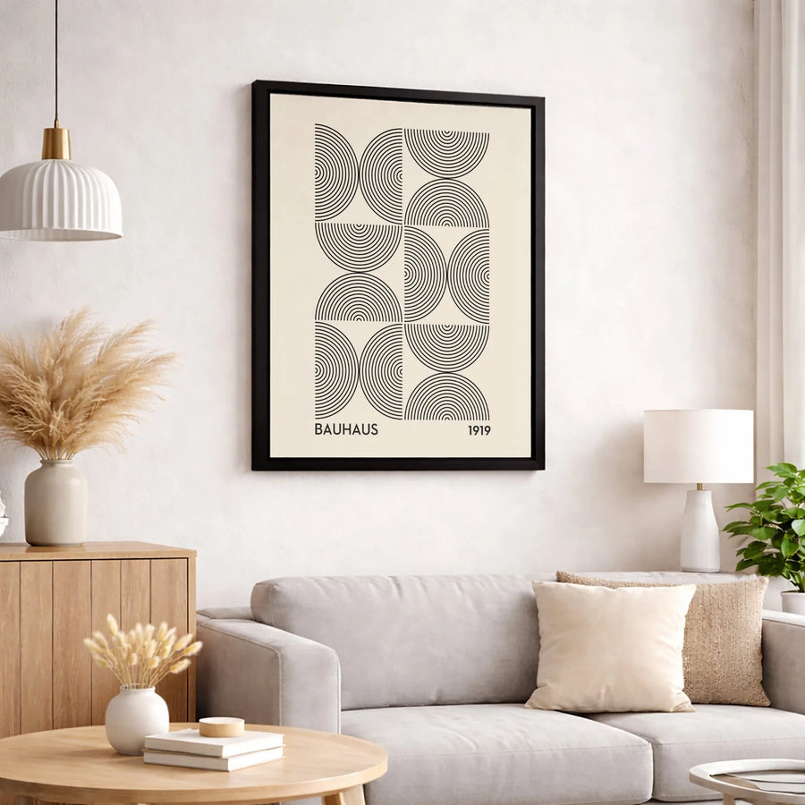 Bauhaus Wall Art | Abstract Geometric Semicircle Print | Premium Gallery Wrapped Canvas | Minimalist Modern Home Decor Gift