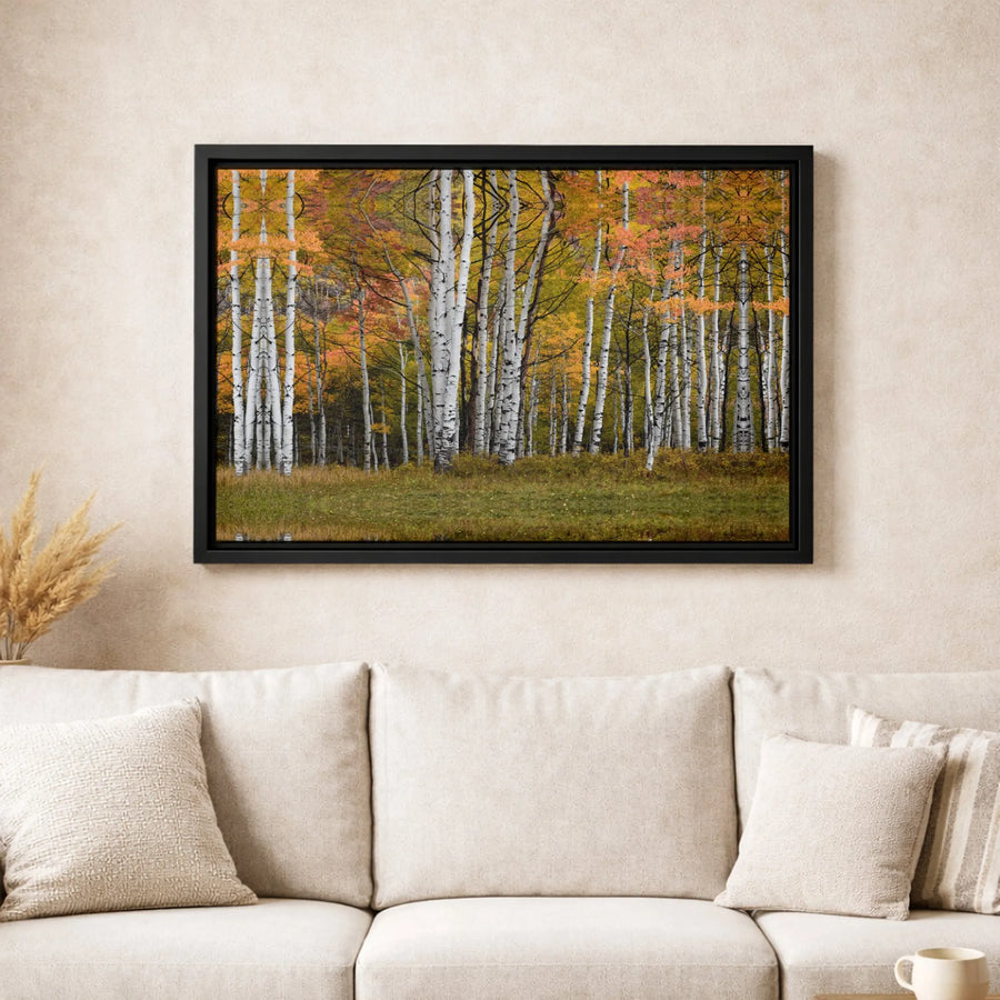 Autumn Aspen Forest Canvas Print | Golden Yellow Fall Tree Landscape | Gallery-Quality 1.25 Inch Wrap | Nature Wall Art for Living Room Decor