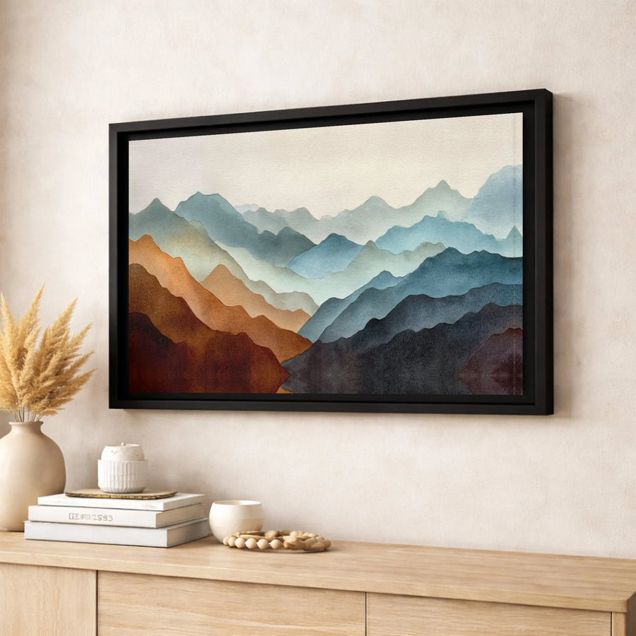 Abstract Mountain Canvas Art | Watercolor Landscape Wall Decor | Premium 1.25" Gallery Wrapped Print | Modern Nature Gift for Home Office