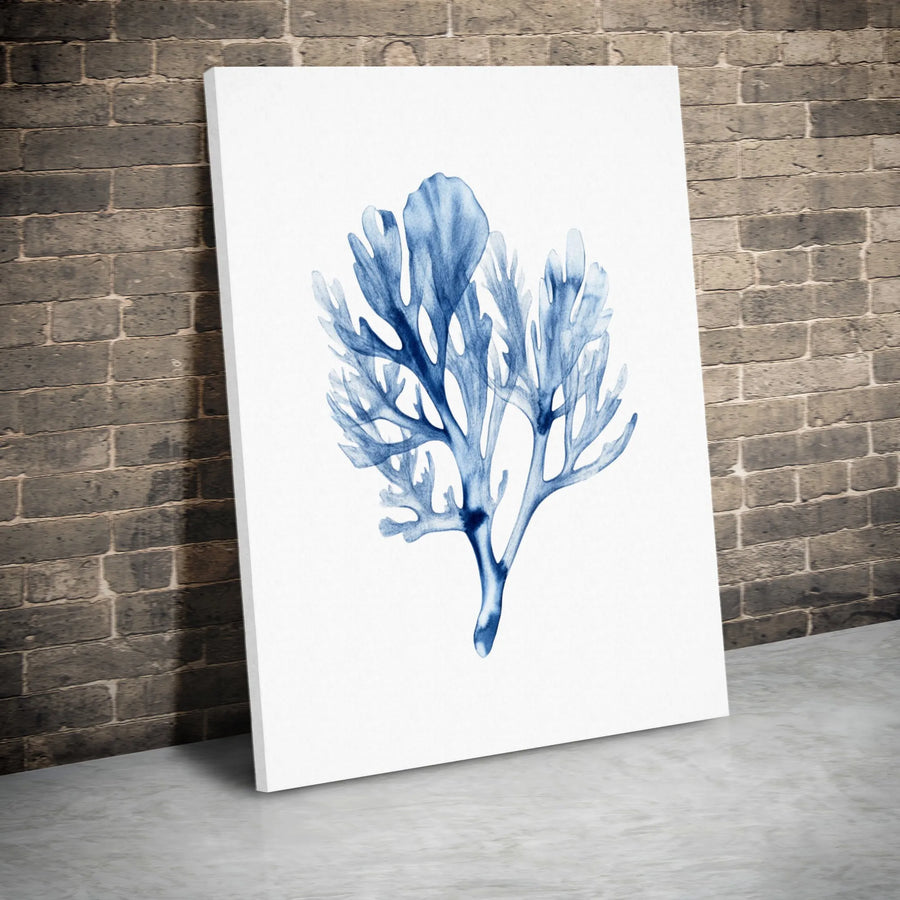 Blue Seaweed Canvas Wall Art | Watercolor Botanical Print | Premium Gallery Wrap 1.25" Frame | Coastal Decor for Bathroom or Living Room