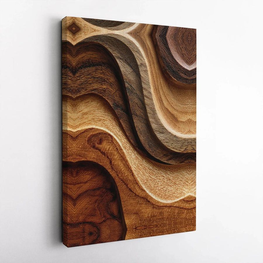 Abstract Wood Grain Canvas Wall Art | Wavy Texture Organic Design | Premium Fade-Resistant Gallery Wrap | Modern Home Office Decor