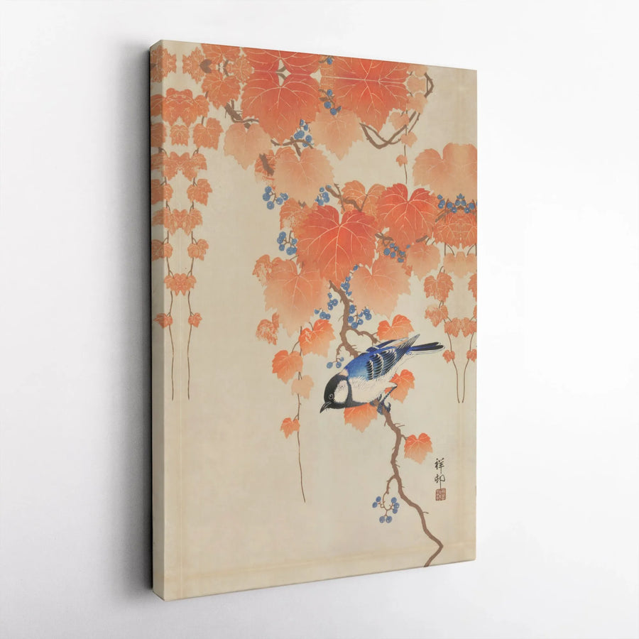 Japanese Bird Wall Art Canvas | Ohara Koson Print Vintage Botanical | 1.25" Gallery Wrap | Premium Home Decor Gift