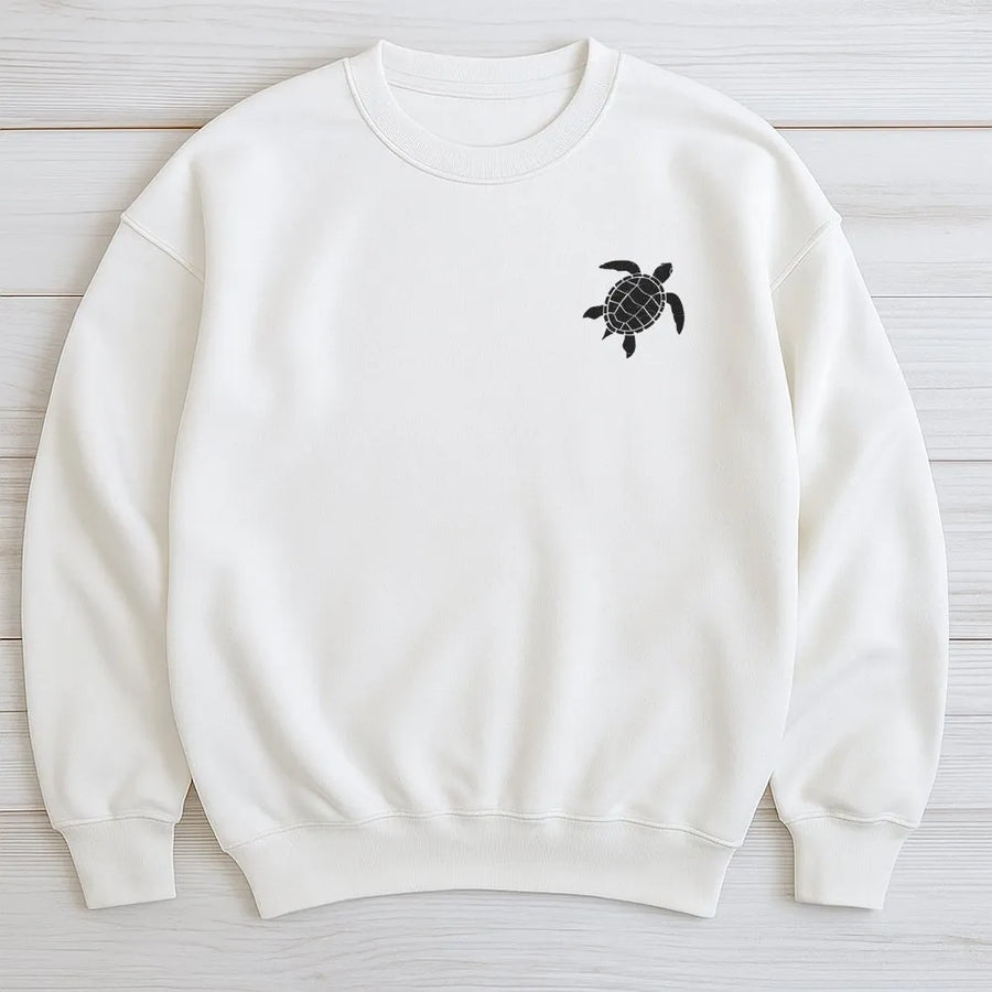 Minimalist Sea Turtle Sweatshirt | Vintage Beach Style Pullover | Premium Cotton Blend Sweatshirt | Save The Turtles Gift for Ocean Lover