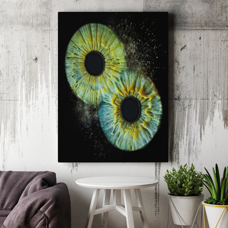 Human Eye Iris Yin Yang Wall Art | Abstract Spiritual Eye Canvas Print | 1.25-Inch Gallery Wrap Premium Decor | Modern Home Office Statement Piece