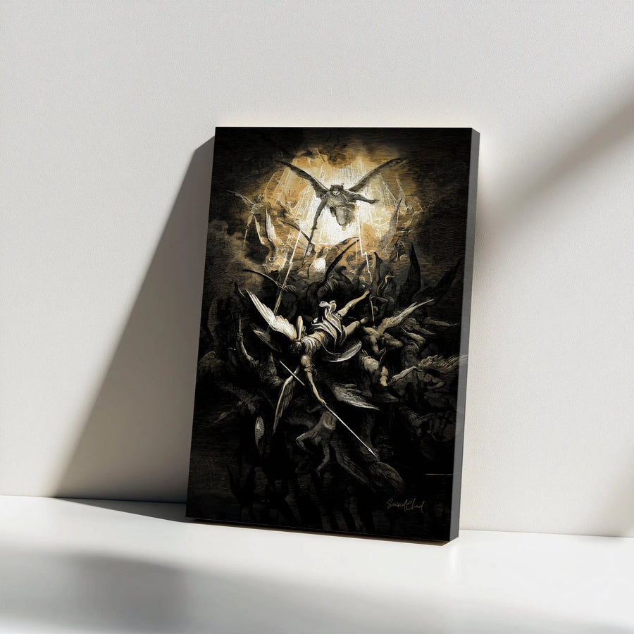 Gustave Dore The Fall of Rebel Angels Canvas | Paradise Lost Illustration | Gallery Wrapped Premium Wall Art | Gothic Home Decor Gift
