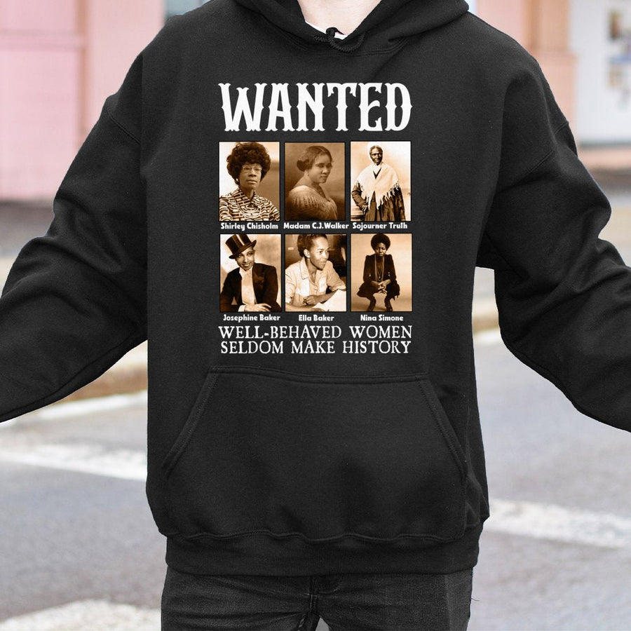 Black History Month Hoodie | Iconic Women Leaders Wanted Graphic | Premium Cotton Blend | Gift for Activists & History Lovers