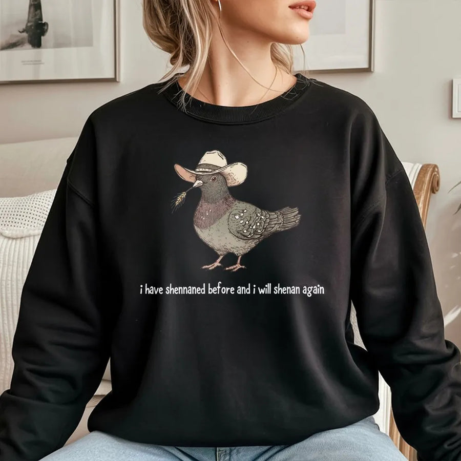 Cowboy Pigeon Sweatshirt | Funny Shenanigans Quote Sweatshirt | Premium Cotton Blend | Gift for Western Bird Lover