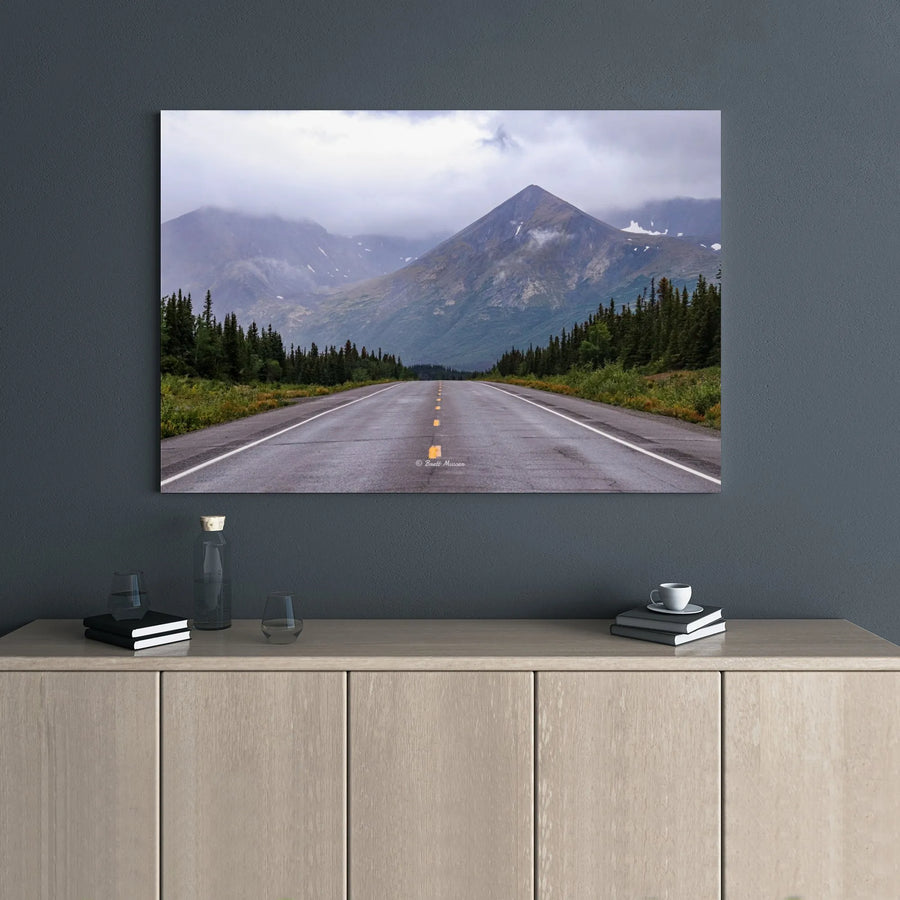 Misty Mountain Highway Canvas | Forest Road Landscape Photography | Premium Gallery Wrap | Nature Wall Art For Home Office Decor