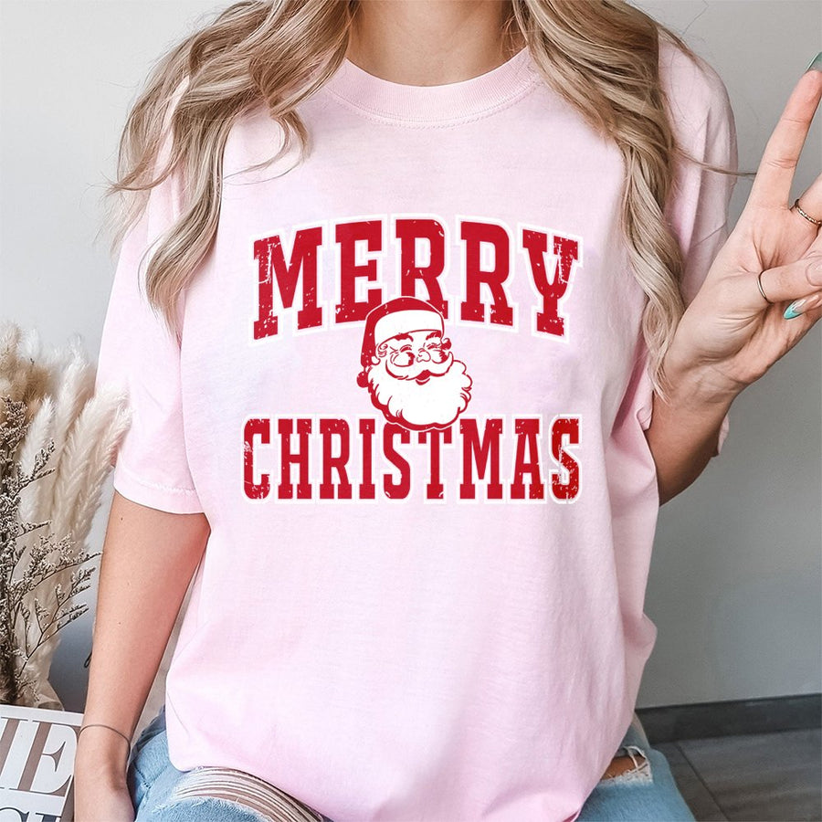 Merry Christmas Santa T-Shirt | Retro Distressed Graphic Tee | 100% Premium Cotton | Unisex Holiday Gift for Family and Friends
