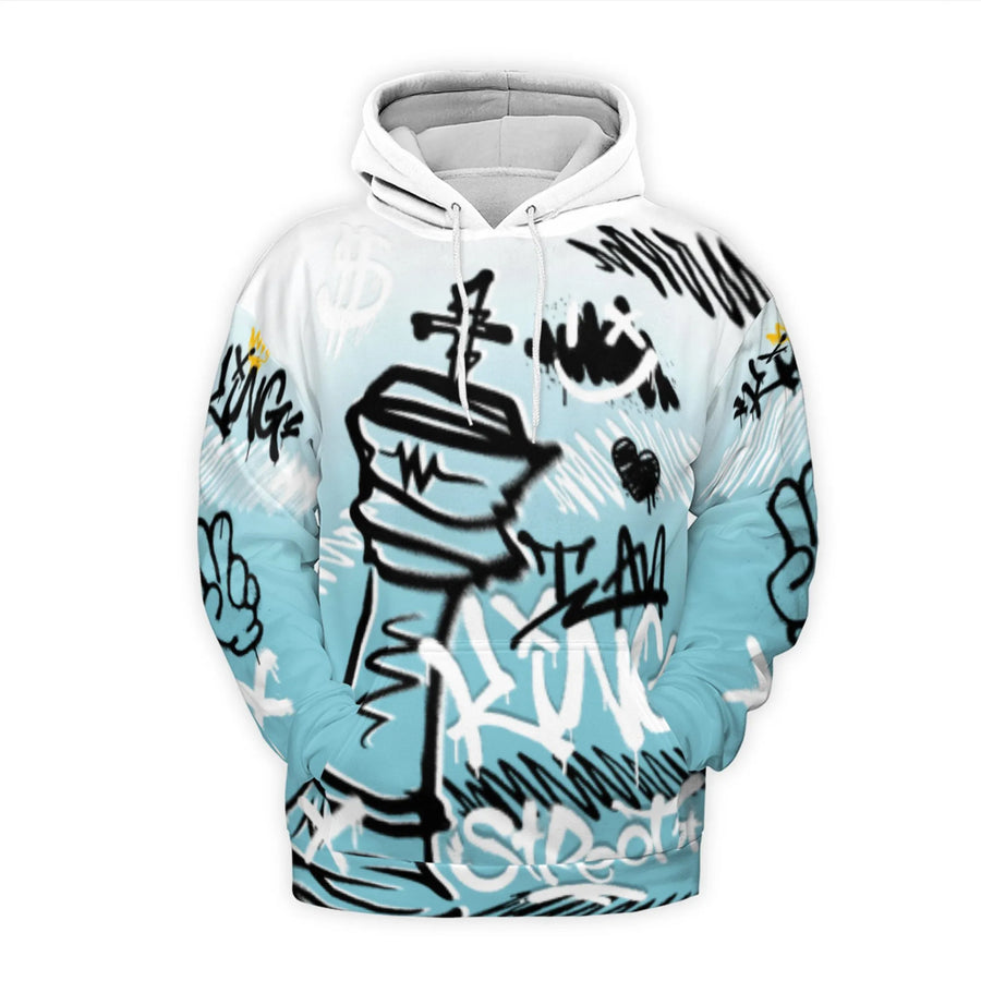 Graffiti Chess King Hoodie | Street Art Urban Chess Piece Graphic | Premium Brushed Fleece Pullover | Unisex Urban Fashion Gift