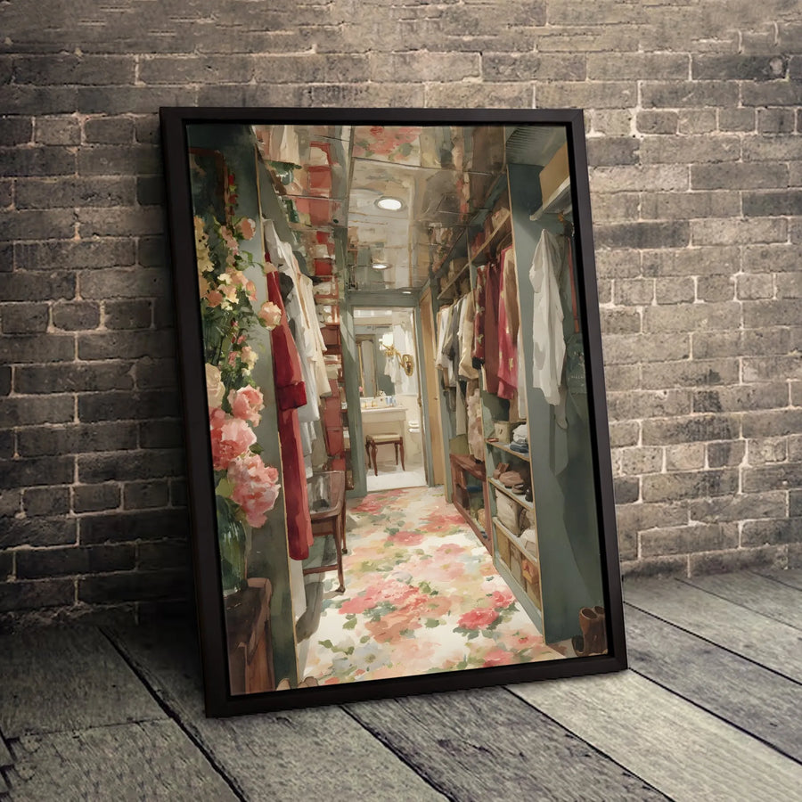 Luxurious Walk-In Closet Canvas Wall Art | Impressionist Floral Interior Design Print | Premium Gallery-Wrapped Decor | Elegant Home Gift for Her