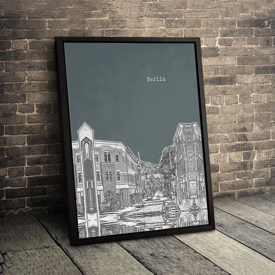 Berlin Cityscape Canvas Art | Hand-Drawn Architectural Sketch | Premium Gallery-Wrapped Decor | Travel Gift for Berlin Lovers
