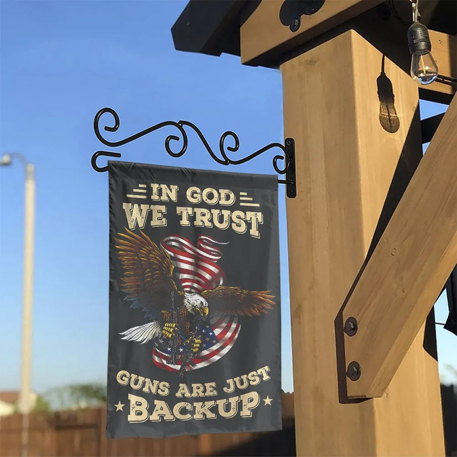 In God We Trust Garden Flag | Patriotic Eagle with American Flag | Double Sided Weatherproof Yard Decor | 2A Supporter Outdoor Gift