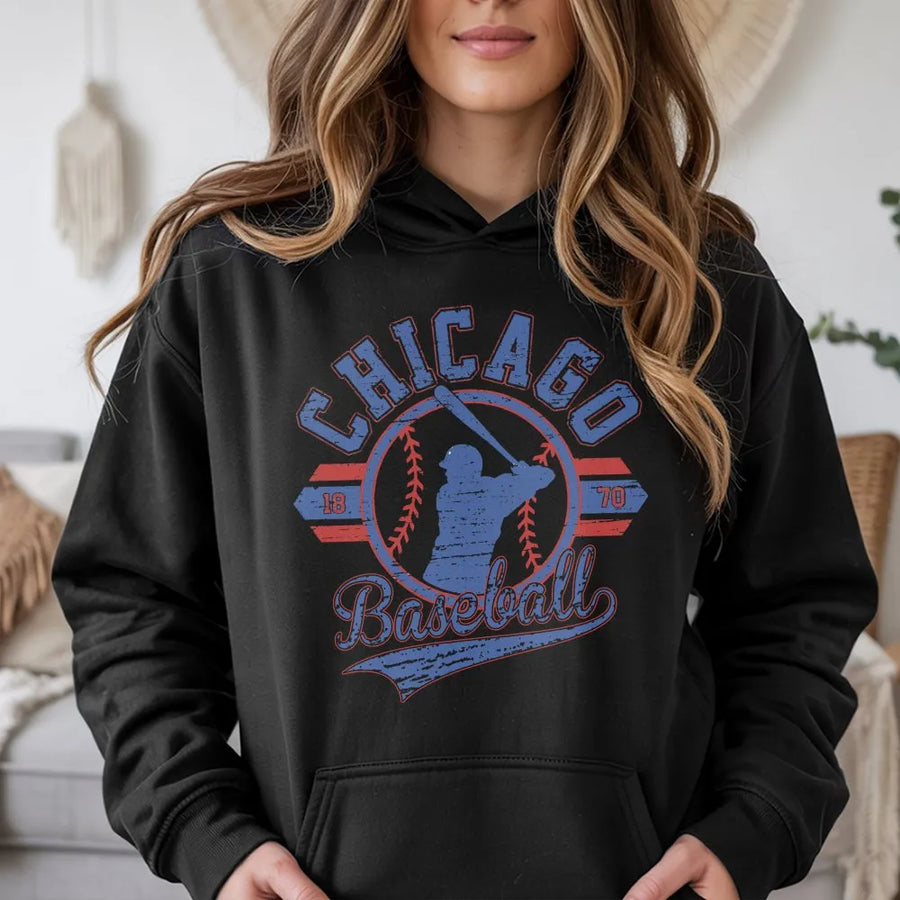 Vintage Chicago Baseball Hoodie | Retro Throwback 1870 Graphic Tee | Soft Cotton Unisex Shirt | Gift for Chicago Sports Fan